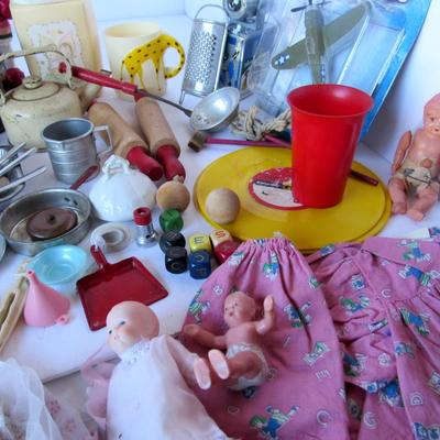 Large Lot of Kids Toys and Dolls, Thermos, Cup, More