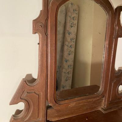 Antique Eastlake-Styled Three Drawer Dresser with Swivel Mirror