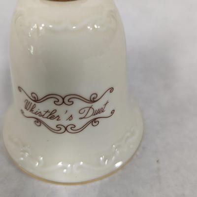 Whistler's Duet Hummel Goebel Wooden Handled Porcelain Bell