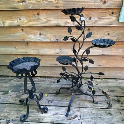 Pair of Vintage Wrought Iron Plant Stands