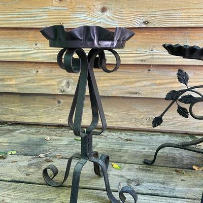 Pair of Vintage Wrought Iron Plant Stands