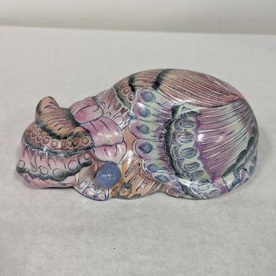Hand Painted Porcelain Sleeping Cat