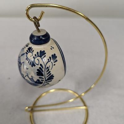 Hanging Blue & White Christmas Ornament