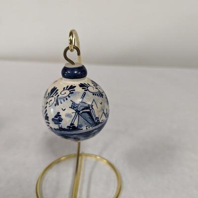 Hanging Blue & White Christmas Ornament