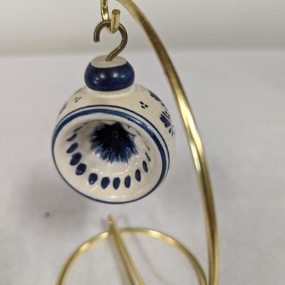 Hanging Blue & White Christmas Ornament