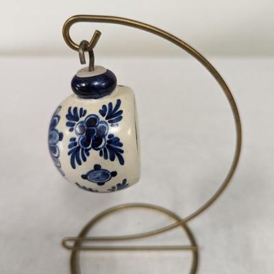 Hanging Blue & White Christmas Ornament