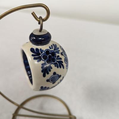 Hanging Blue & White Christmas Ornament