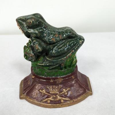 Hand Painted Cast Iron Frog Doorstop