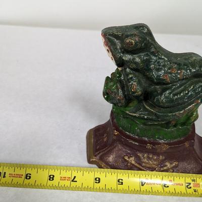 Hand Painted Cast Iron Frog Doorstop