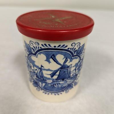 Vintage Dutch Mustard Mill Ceramic Jar