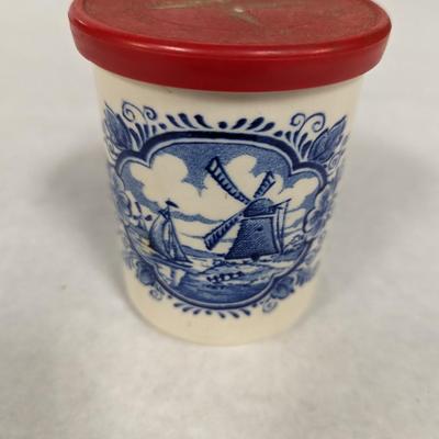 Vintage Dutch Mustard Mill Ceramic Jar