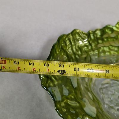 Green Glass Leaf Dish
