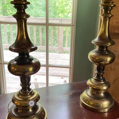 Pair of MCM Brass Lamps