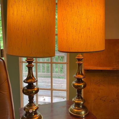 Pair of MCM Brass Lamps