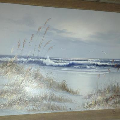 Seascape Painting on Canvas- Signed by Artist- Approx 23" x 19"