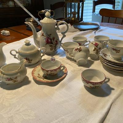 Vintage Roval Sealy Moss Rose Tea Set