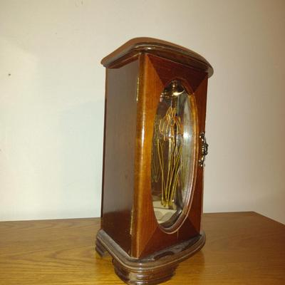 Wooden and Glass Jewelry Box with Iris Design