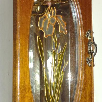 Wooden and Glass Jewelry Box with Iris Design