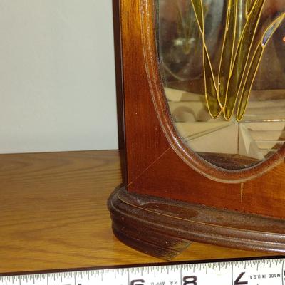 Wooden and Glass Jewelry Box with Iris Design