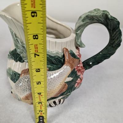 Hand Crafted Fitz & Floyd Fish Market Pitcher Shells Starfish