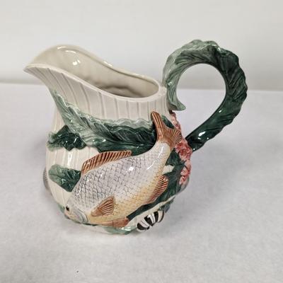 Hand Crafted Fitz & Floyd Fish Market Pitcher Shells Starfish