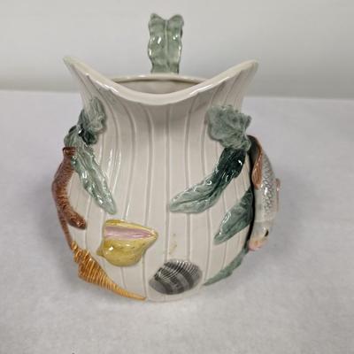 Hand Crafted Fitz & Floyd Fish Market Pitcher Shells Starfish