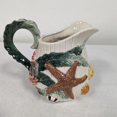 Hand Crafted Fitz & Floyd Fish Market Pitcher Shells Starfish