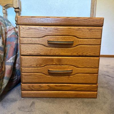 THE ORMAN GRUBB SOLID OAK NIGHT STAND AND A COMPLETE TWIN BED