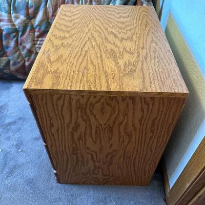 THE ORMAN GRUBB SOLID OAK NIGHT STAND AND A COMPLETE TWIN BED