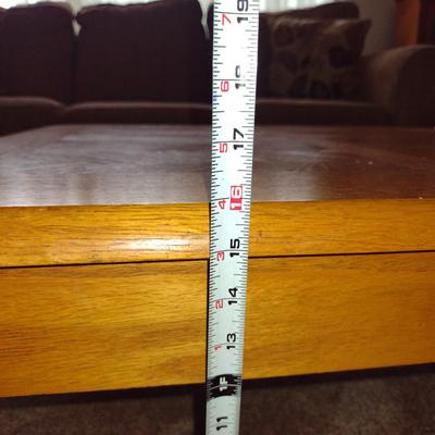 Solid Wood Coffee Table with Herringbone Design- Approx 36" Square, 16" Tall