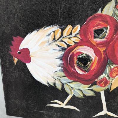 Botanical Rooster Canvas Print Michele Norman