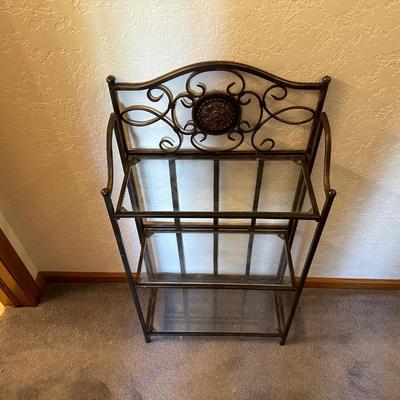 FOLDING METAL SHELF WITH GLASS SHELVES