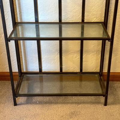 FOLDING METAL SHELF WITH GLASS SHELVES