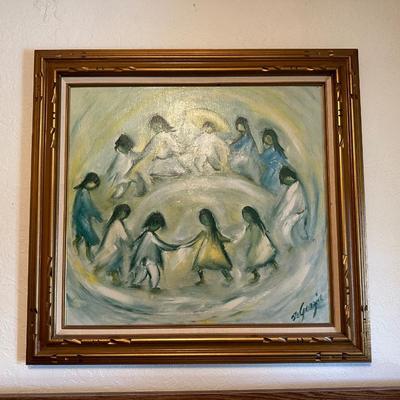 SIGNED DE GRAZIA "LOS NINOS" OIL PAINTING