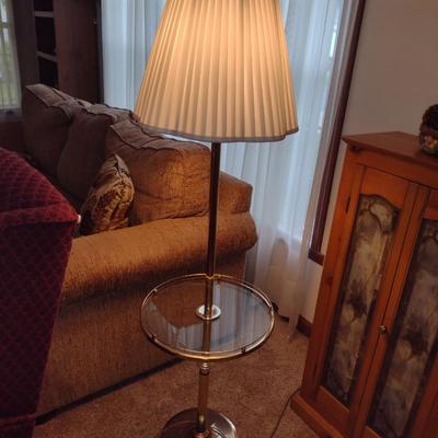 Brass Floor Lamp with Table