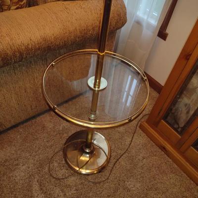 Brass Floor Lamp with Table