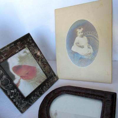 Lot of Framed Pictures and Smaller Size Frames, One Silver Plate