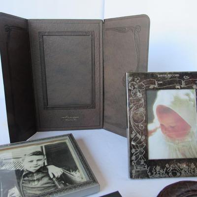 Lot of Framed Pictures and Smaller Size Frames, One Silver Plate