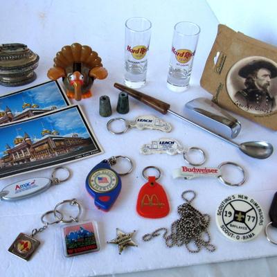 Lot of Smalls: Shot Glasses, Coasters, Key Rings, More