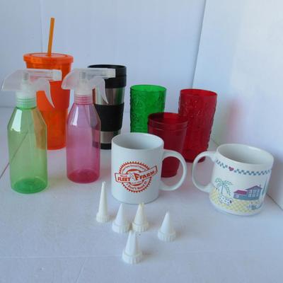 Lot of Mugs, Tumblers, Bottles, Decorating Tips