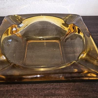 MCM Anchor Hocking Amber Glass Ashtray