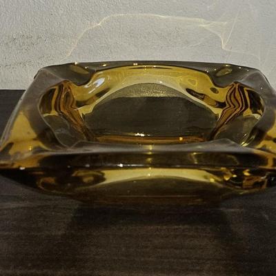 MCM Anchor Hocking Amber Glass Ashtray