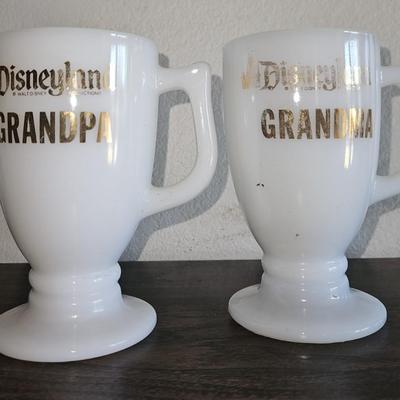 Pair of Vintage Grandpa and Grandma Disneyland Mugs