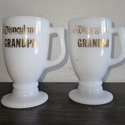 Pair of Vintage Grandpa and Grandma Disneyland Mugs