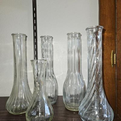 5 Piece Glass Bud Vases