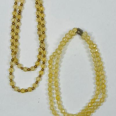 lot of 2 vintage necklaces - plastic faceted beads