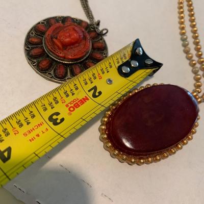 TWO Large Vintage Necklace / Pendants