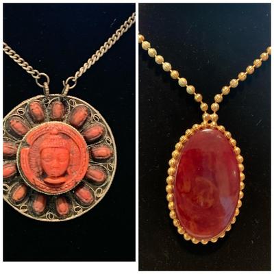 TWO Large Vintage Necklace / Pendants