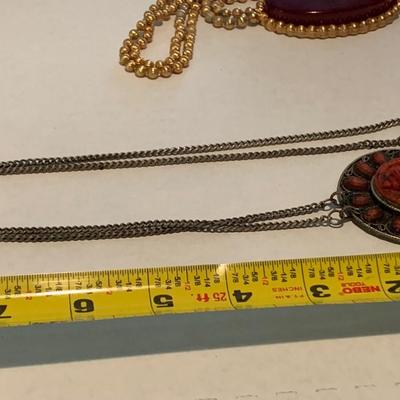 TWO Large Vintage Necklace / Pendants
