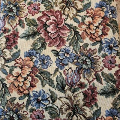Antique Floral Step Stool Wooden Tapestry Footstool, Storage, Queen Anne Legs